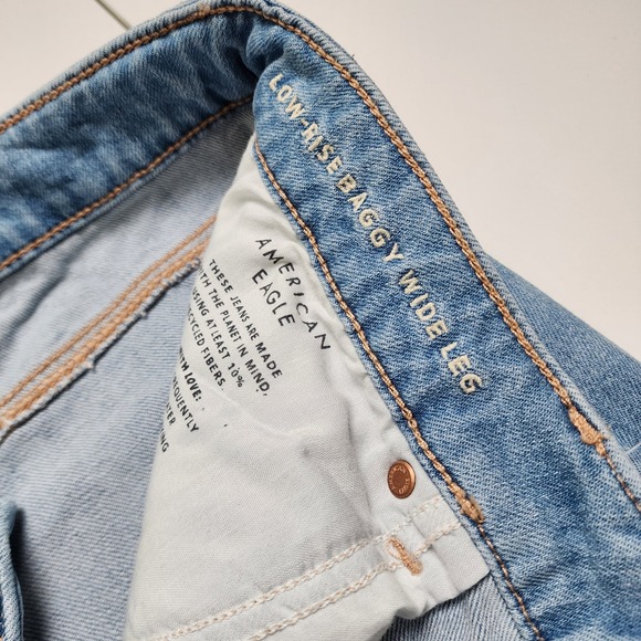American Eagle Womens Dreamy Drape Ripped Low-Rise Baggy Wide-Leg Jean Size 8 - Picture 7 of 15